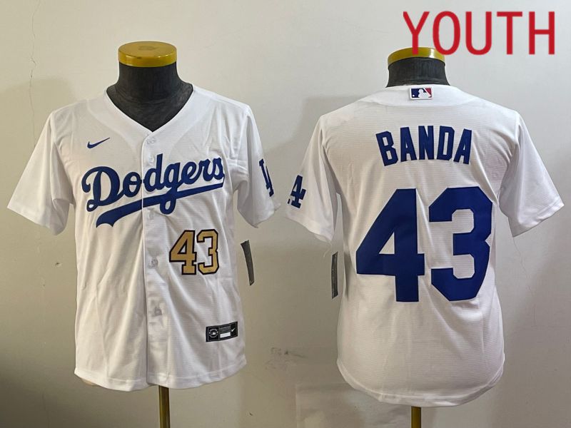 Youth Los Angeles Dodgers #43 Banda White Game 2024 Nike MLB Jersey style 12091